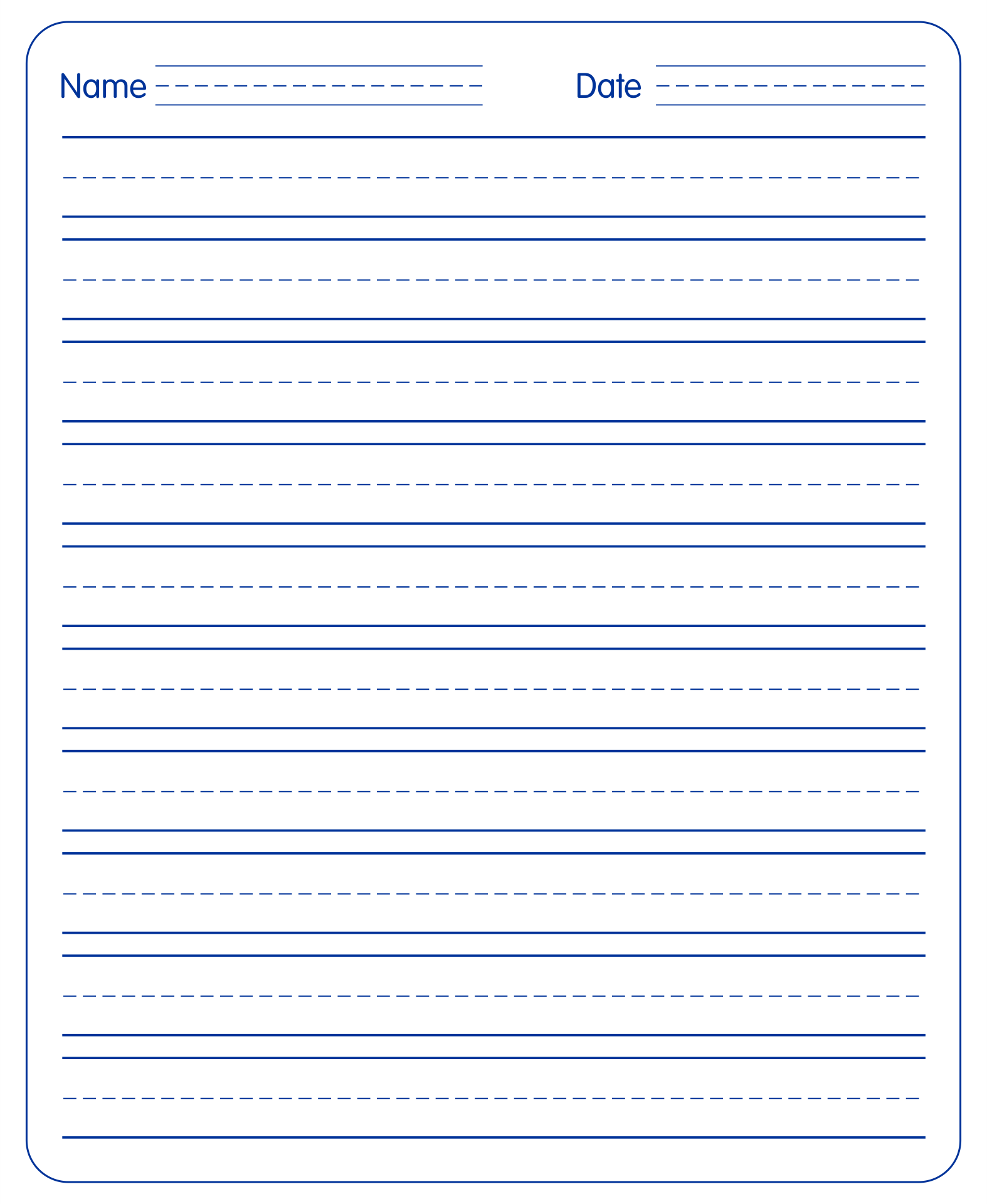 10 Best Free Printable Handwriting Paper Printablee