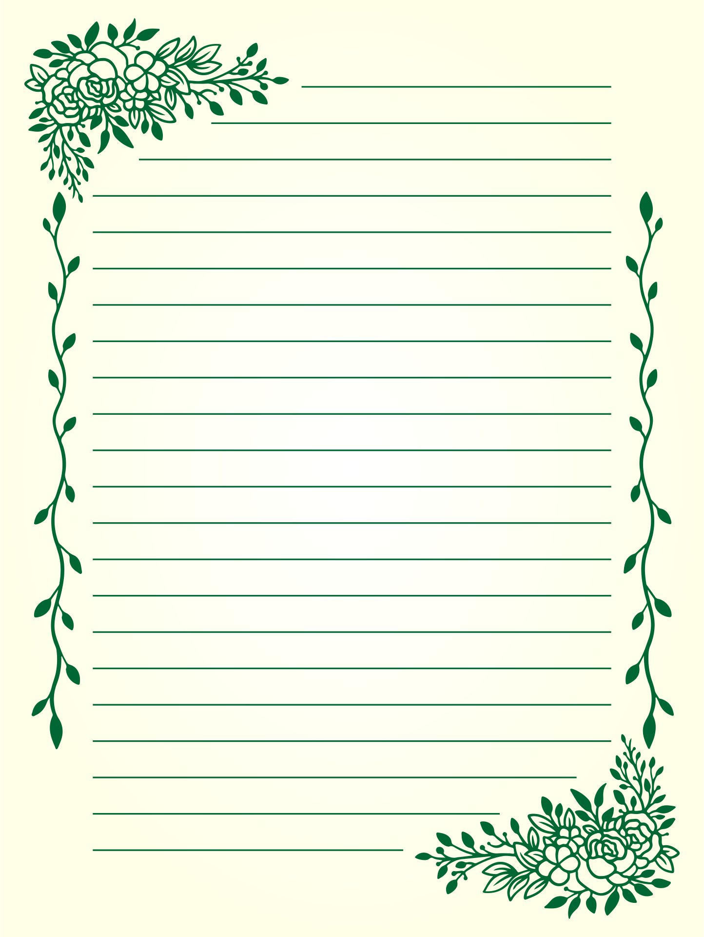 10 Best Printable Lined Stationery Printablee