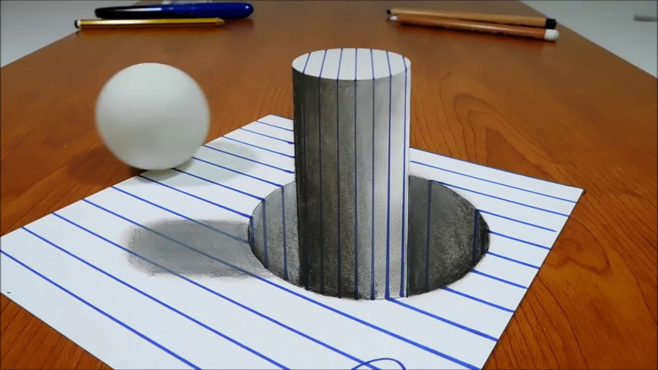 3D Trick Art On Line Paper Stick In The Hole YouTube