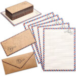 48 Pack Vintage Stationery Paper Envelopes Letter Set Lined Classic