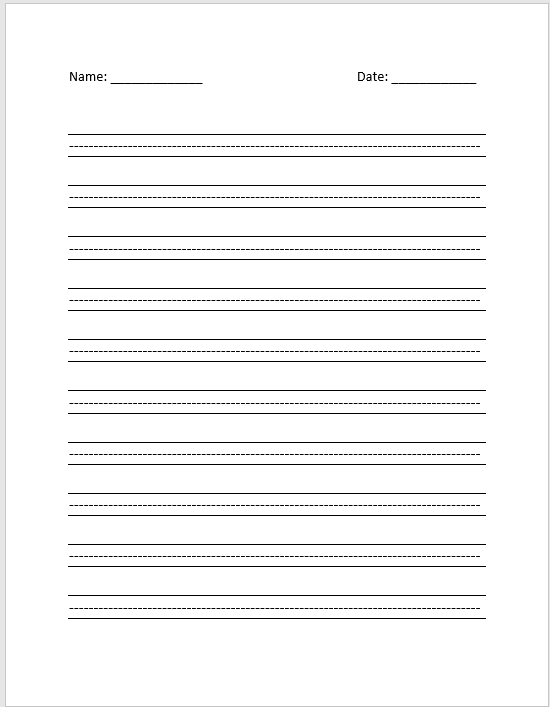 Lined Writing Paper Template For Word