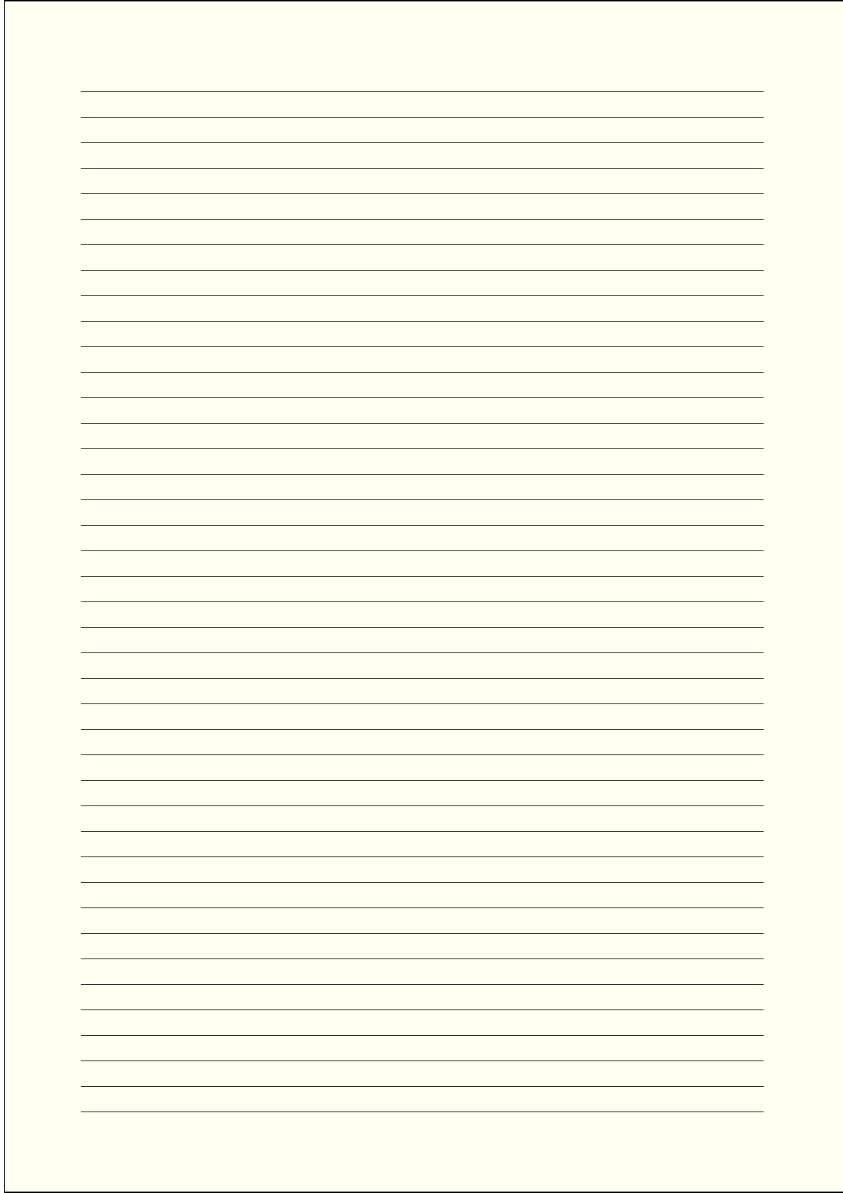 A4 Size Lined Paper With Narrow Black Lines Pale Yellow Free Download