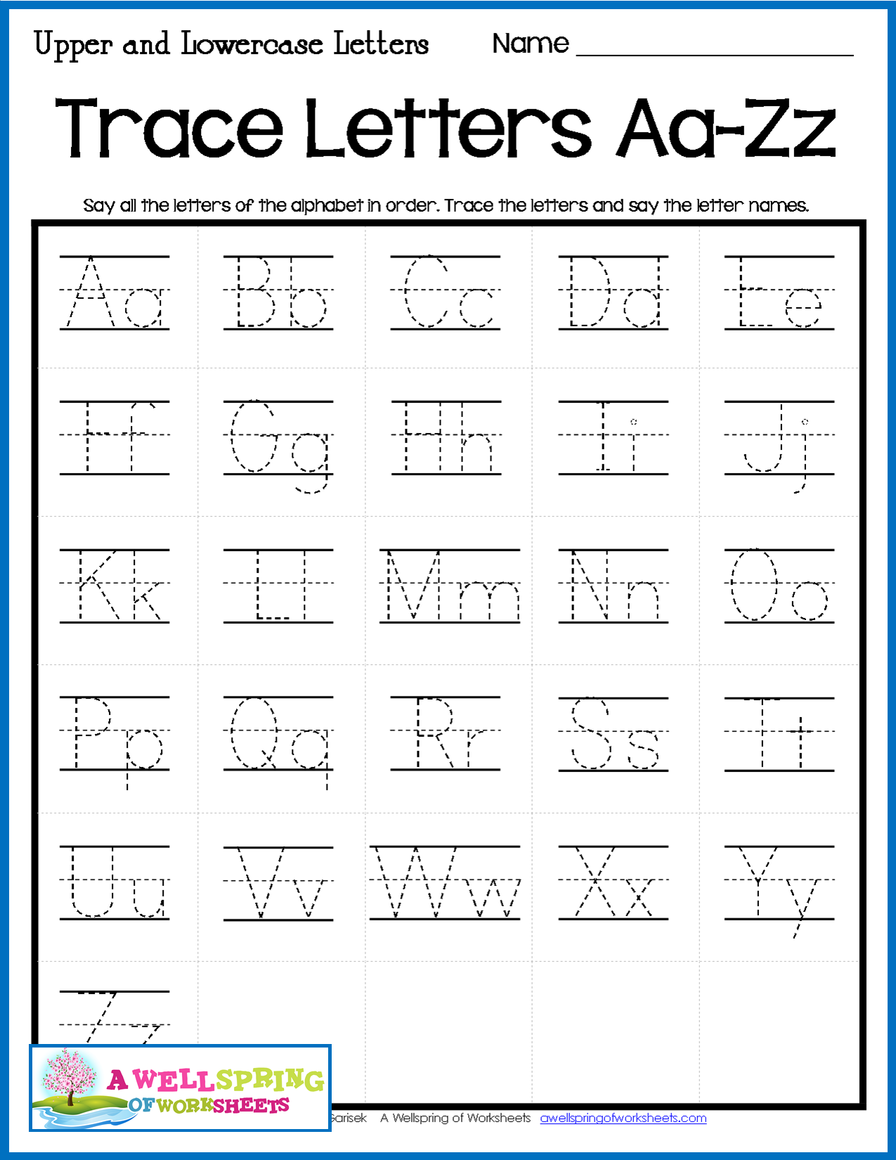 Printable Preschool Lined Writing Paper With Alphabet Tracing