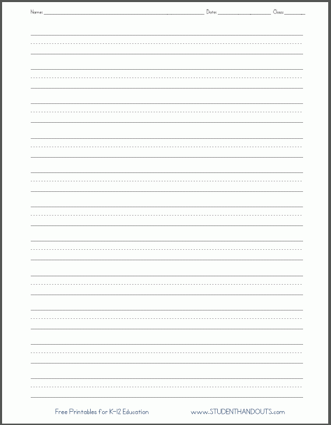 Blank Lined Paper Handwriting Practice Worksheet Student Handouts