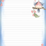 Blue Bird Lined Writing Paper Printable Stationery Free Printable