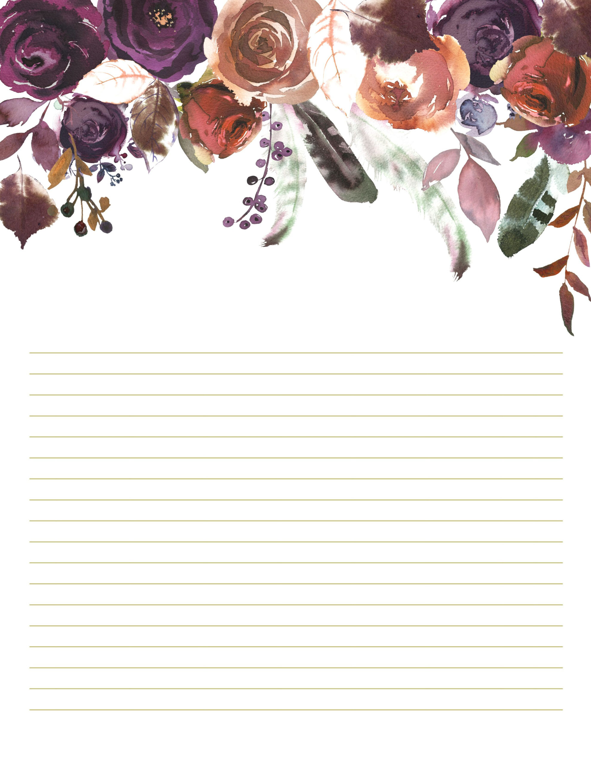 Boho Floral Stationary For House Warming Writing Printables Letter 