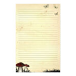 Butterflies Mushroom Lined Old Paper Stationery Zazzle