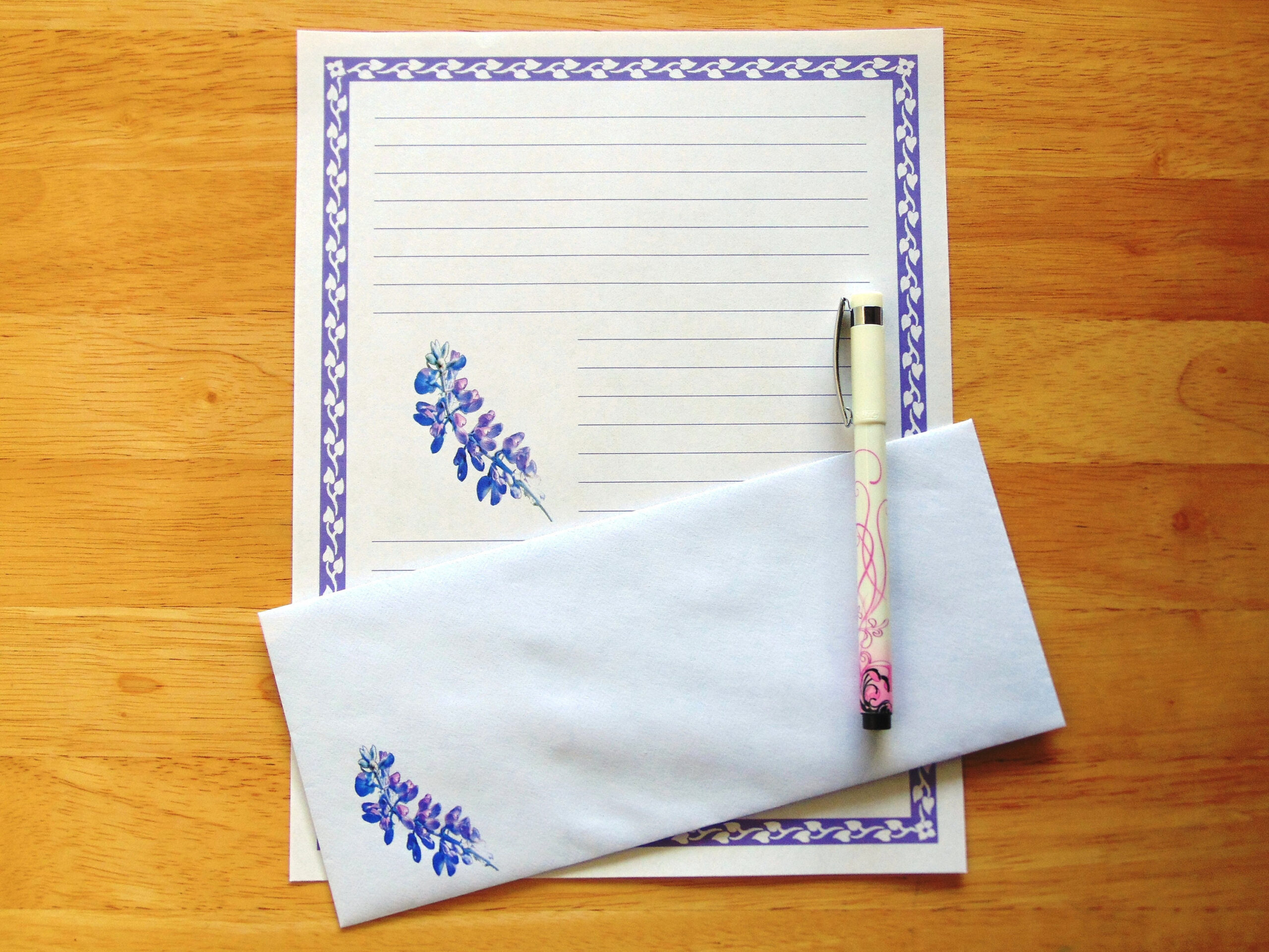 Elegant Purple Lupine Flower Lined Stationery Set With 12 Etsy