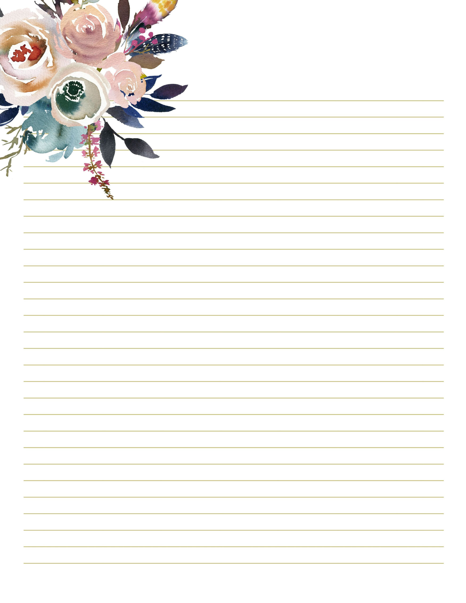 Floral Stationary For Wedding Writing Paper Printables Etsy Free 