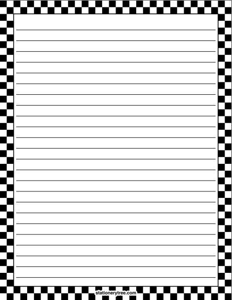 Lined Paper Printable With Black And White Check Border