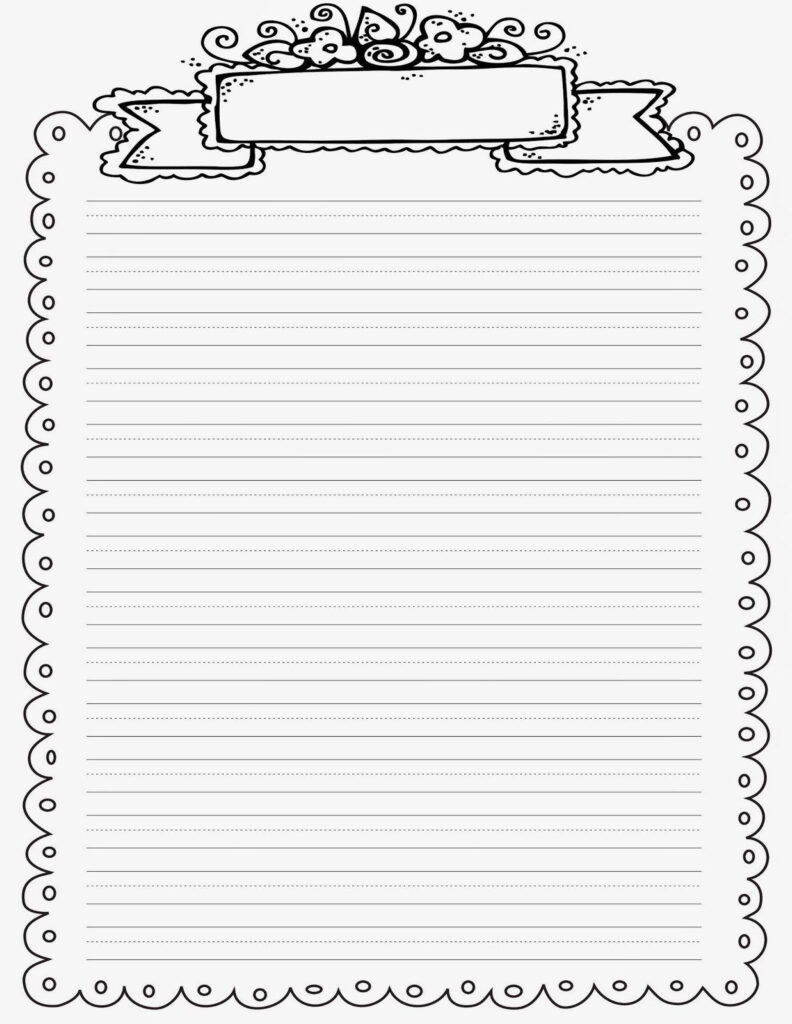 Free Lined Paper With Border Popcorn Border Writing Paper Free | Lined ...
