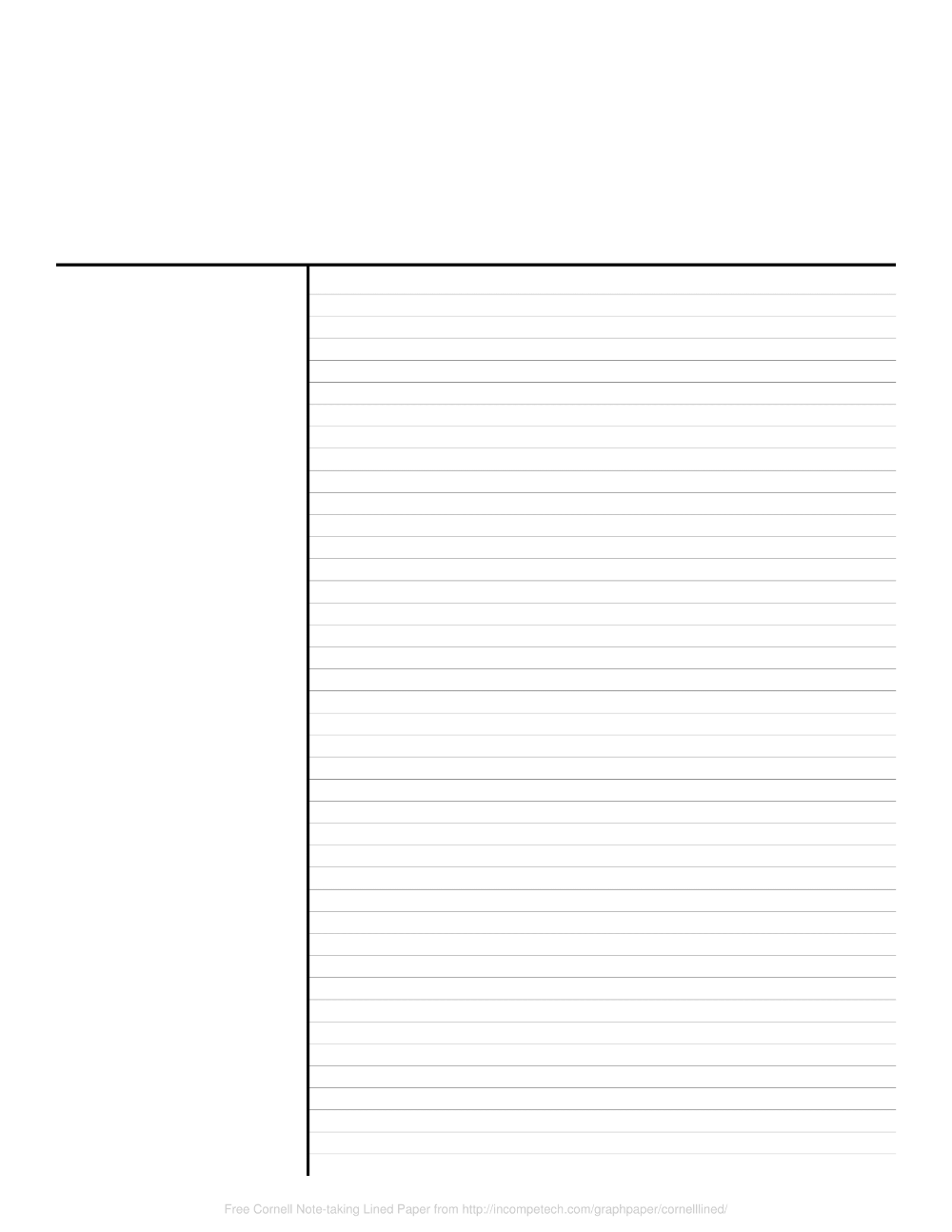 Free Online Graph Paper Cornell Note taking Lined Note Paper Graph 