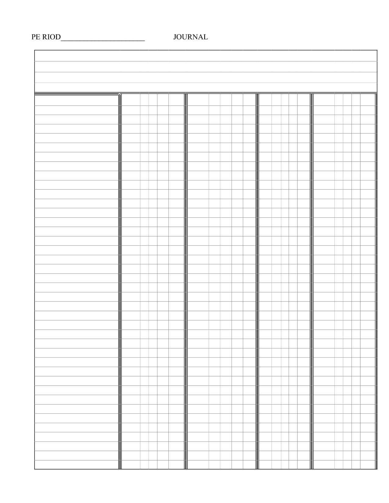 Printable Lined Paper 4 Columns