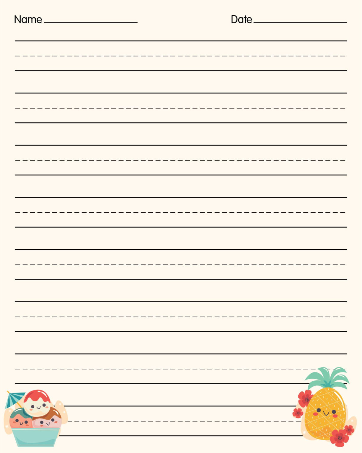 Free Printable Lined Paper For Letter Writing A Line Divided Into 3 ...