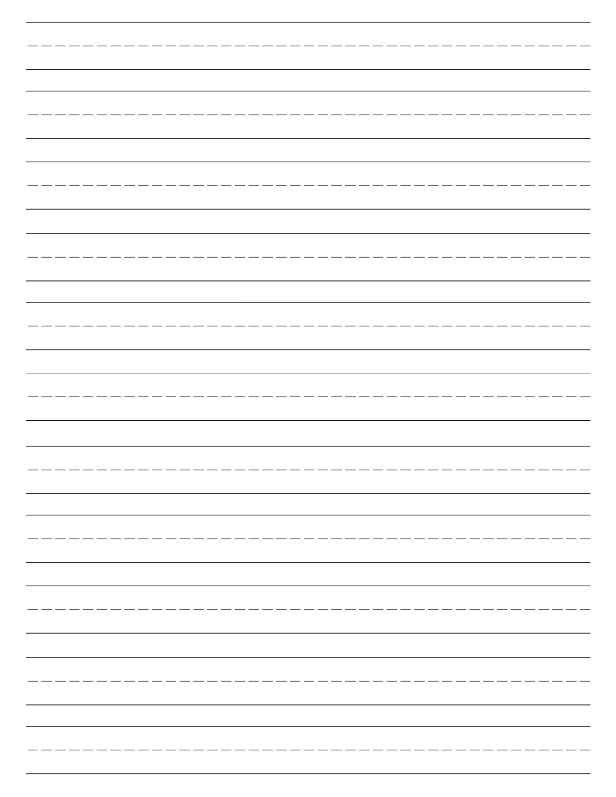 Printable Lined Writing Paper Template Kindergarten