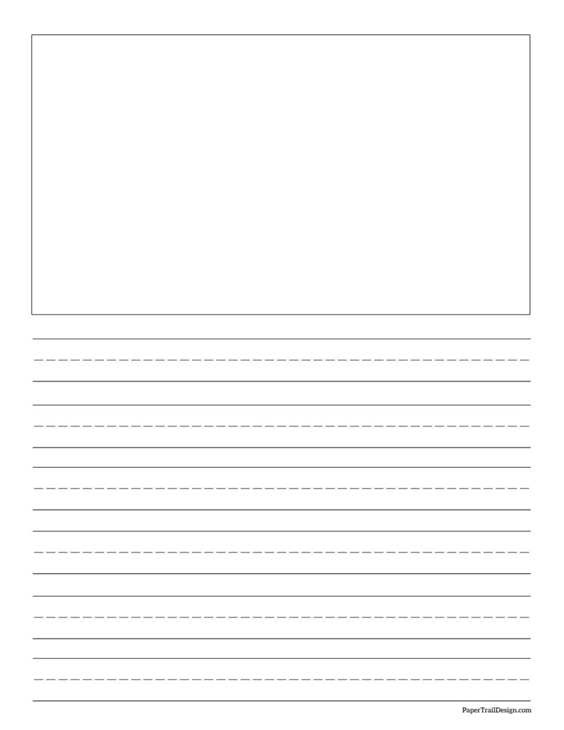 Free Printable Lined Writing Paper With Drawing Box Paper Trail Design ...