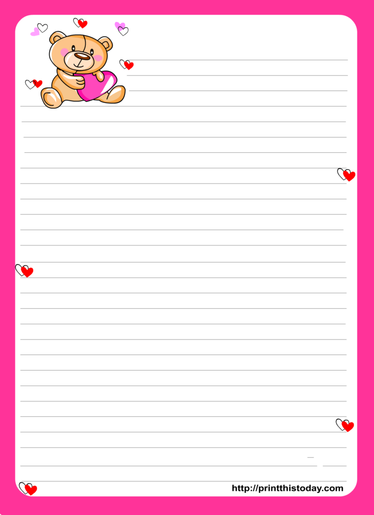 Free Printable Teddy Bear Writing Paper | Lined Paper Printable