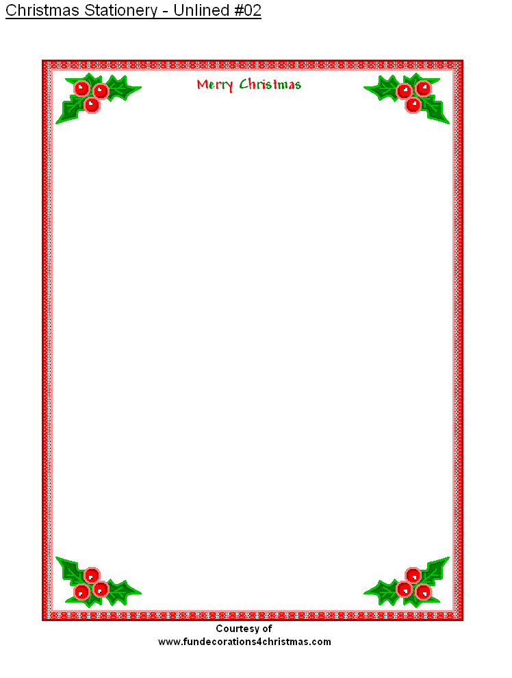 FREE Printable Unlined Christmas Stationery Christmas Stationery 