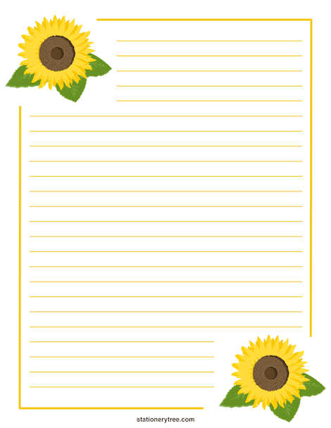 Free Sunflower Stationery And Writing Paper Free Printable Stationery 