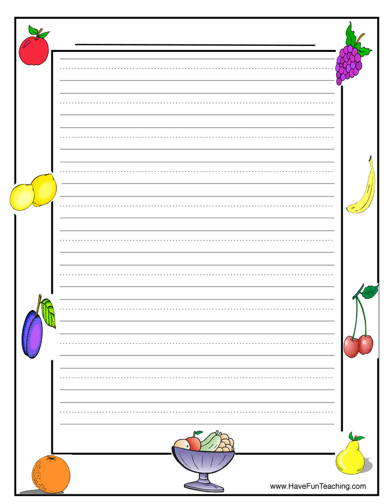 Printable Lined Paper With Veggies