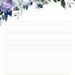 Indigo Floral Stationary Printable Writing Paper Letter Paper 8 5 X