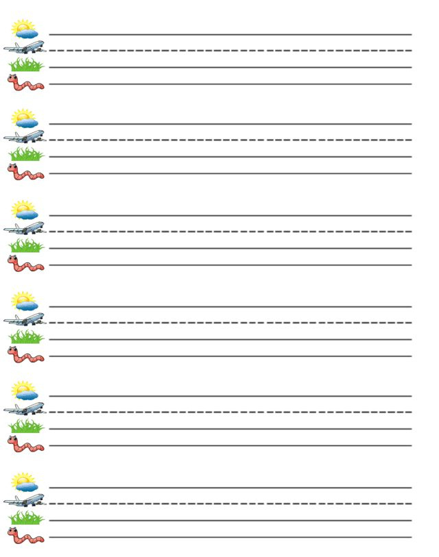 Kindergarten Lined Paper Free Printable Sky Line Plane Line Grass 