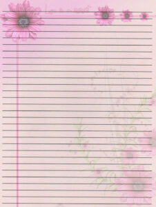 Lined Notebook Paper Template Pink Flower Writing Paper Printable ...