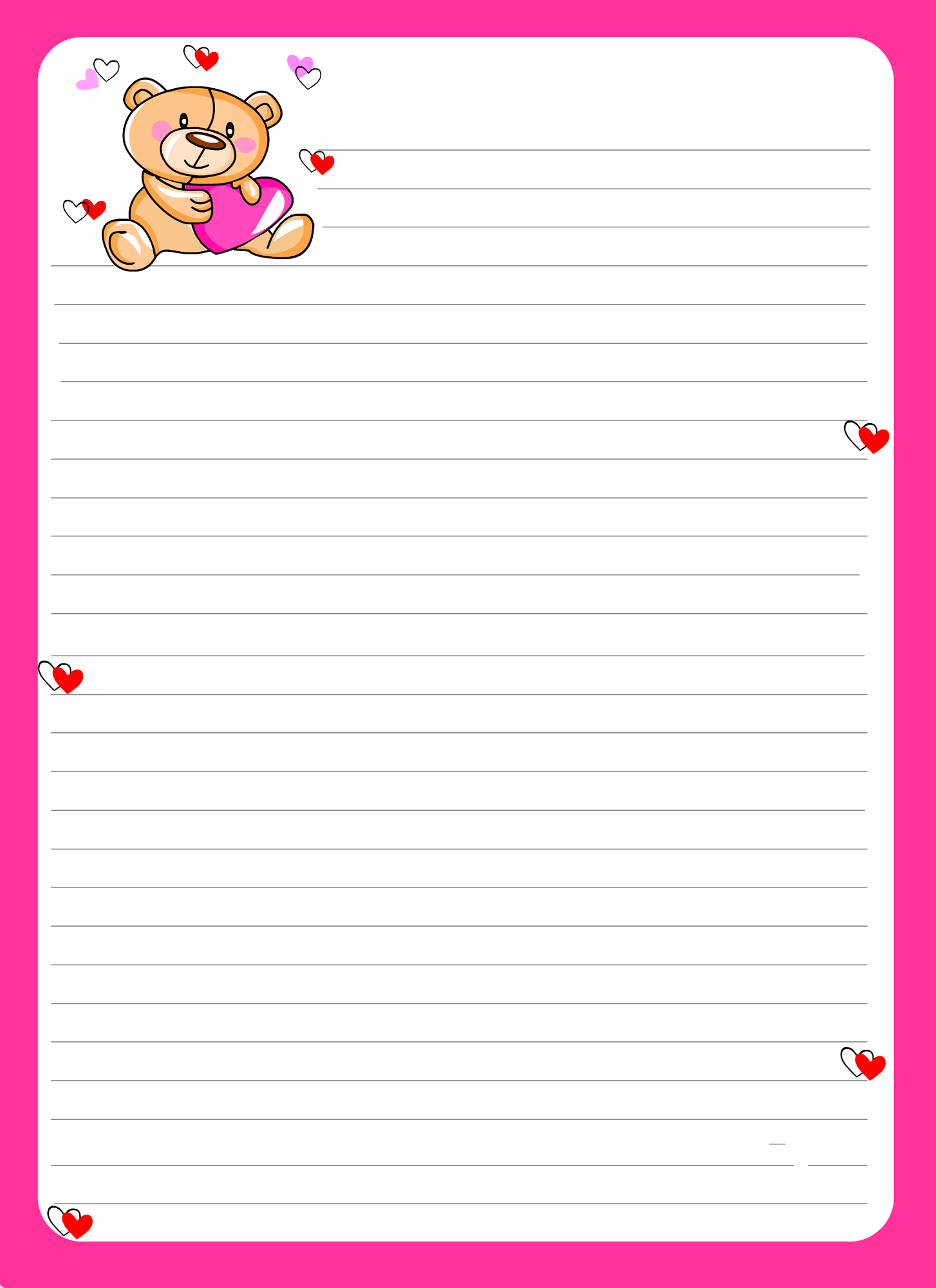 Cute Lined Paper For Kids