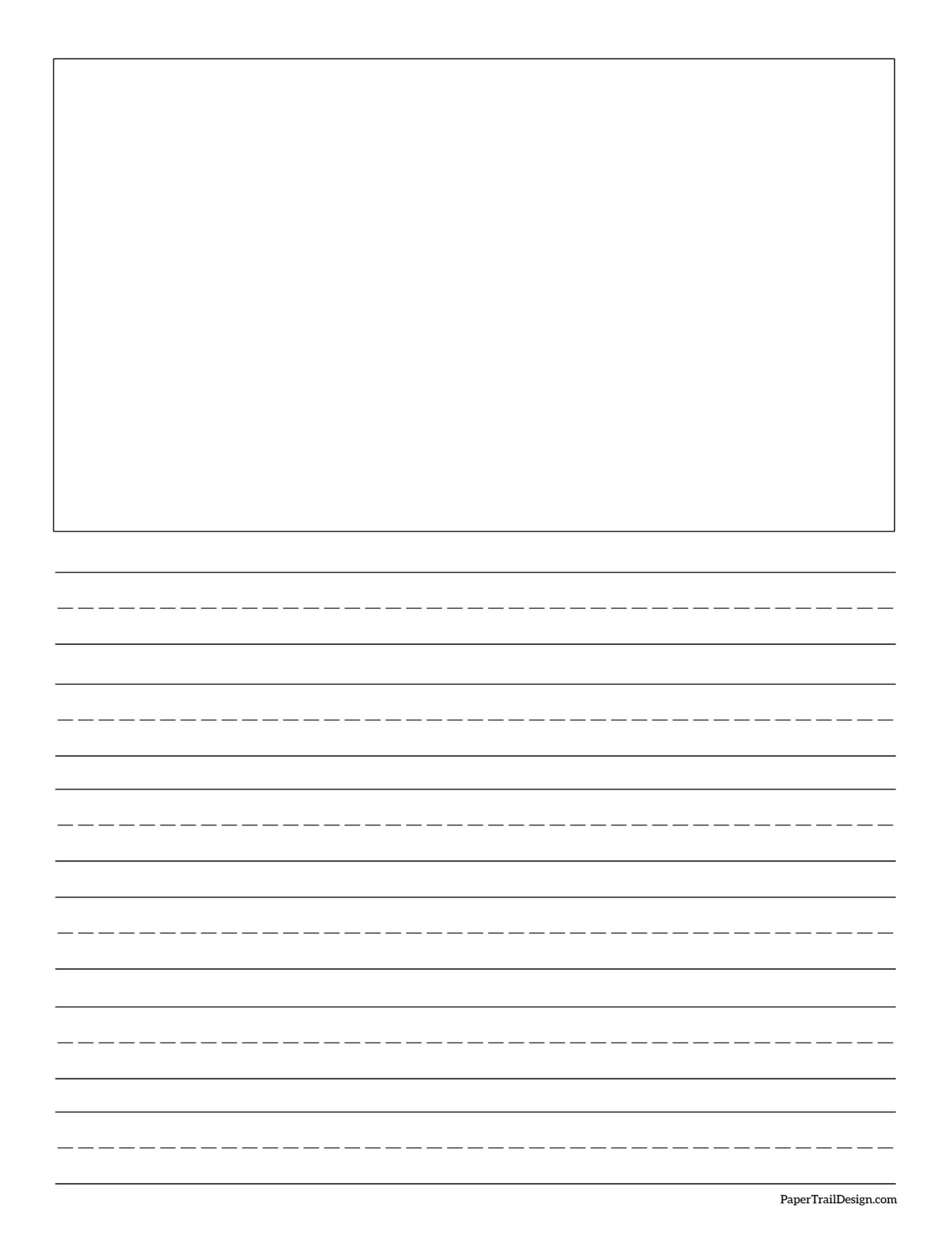 Lined Paper With Picture Box Primary Line Paper