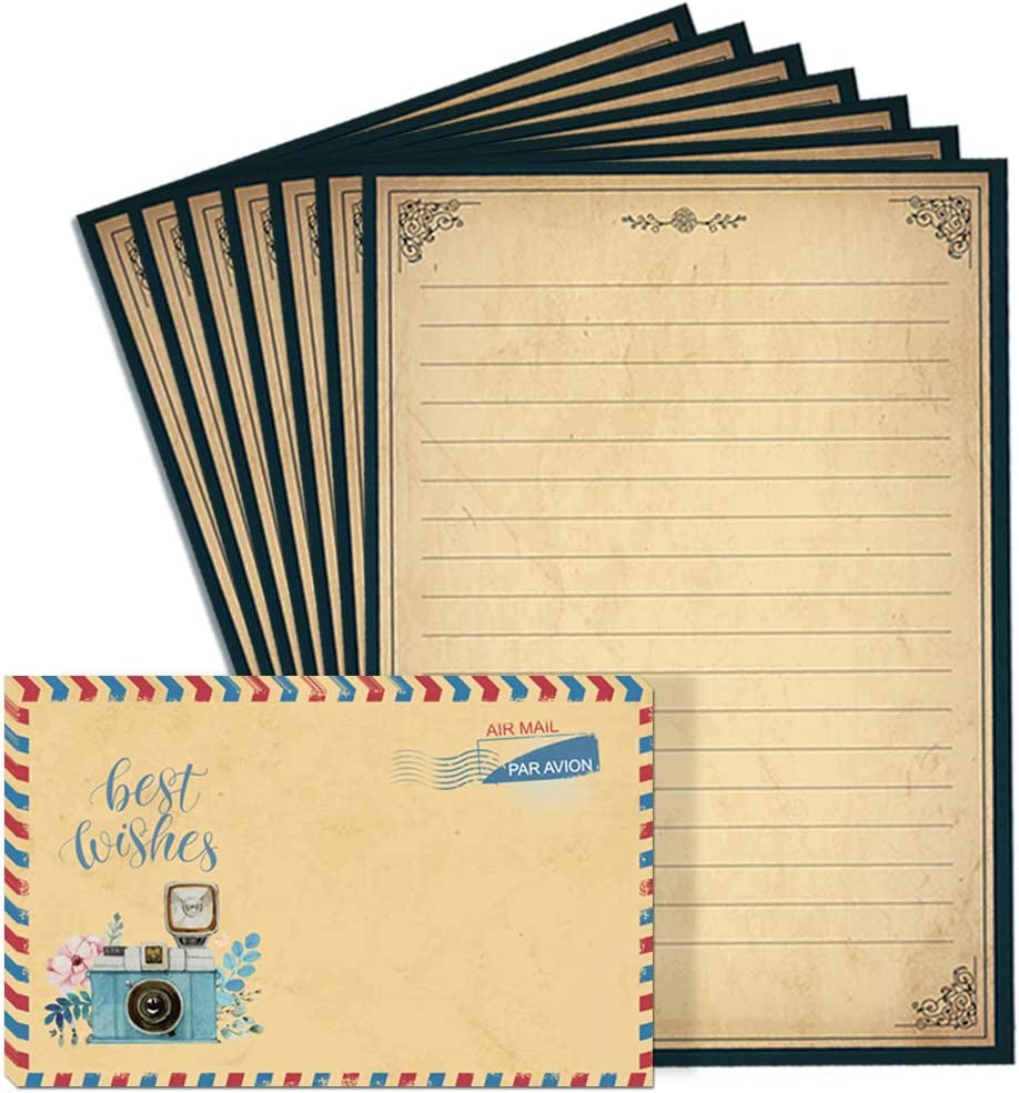 Lined Vintage Stationary Paper And Envelopes Set 48 Sheets 24 