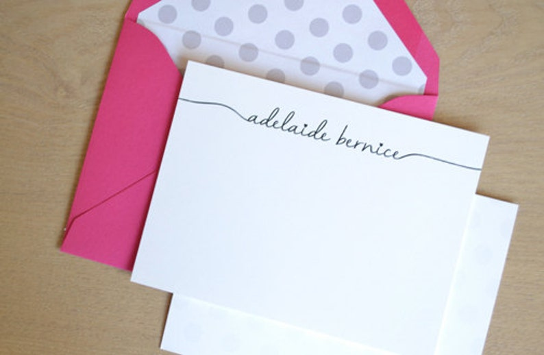 Modern Personalized Stationery With Lined Envelopes Set Of Etsy