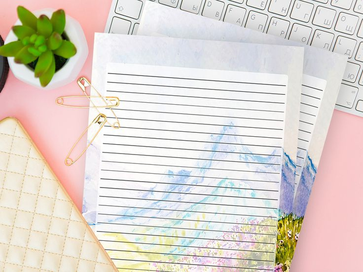 Mountain Landscape Writing Paper Breezy Colors Design Writing Paper 