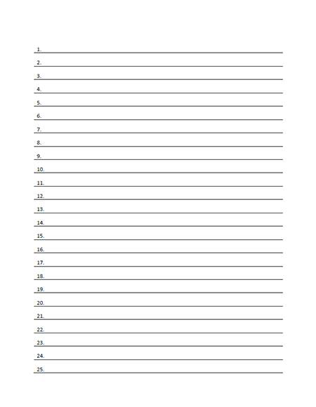 Numbered Lined Paper Template Printable PDF Form Paper Template 
