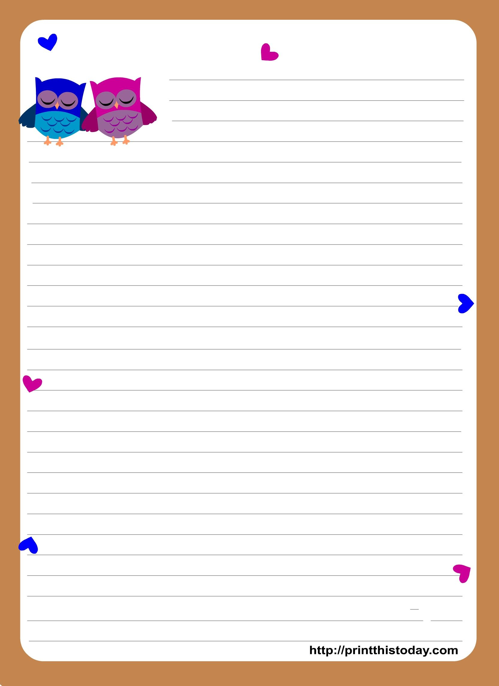 Owl Writing Paper In Cute Paper To Write Letters In22273 Free 