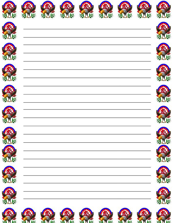 Elementary Lined Writing Paper Printable America Theme