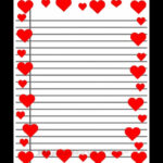 Printable Lined Paper With Heart Border Red Hearts Design