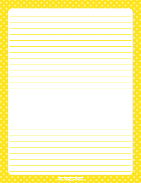Printable Yellow Polka Dot Stationery