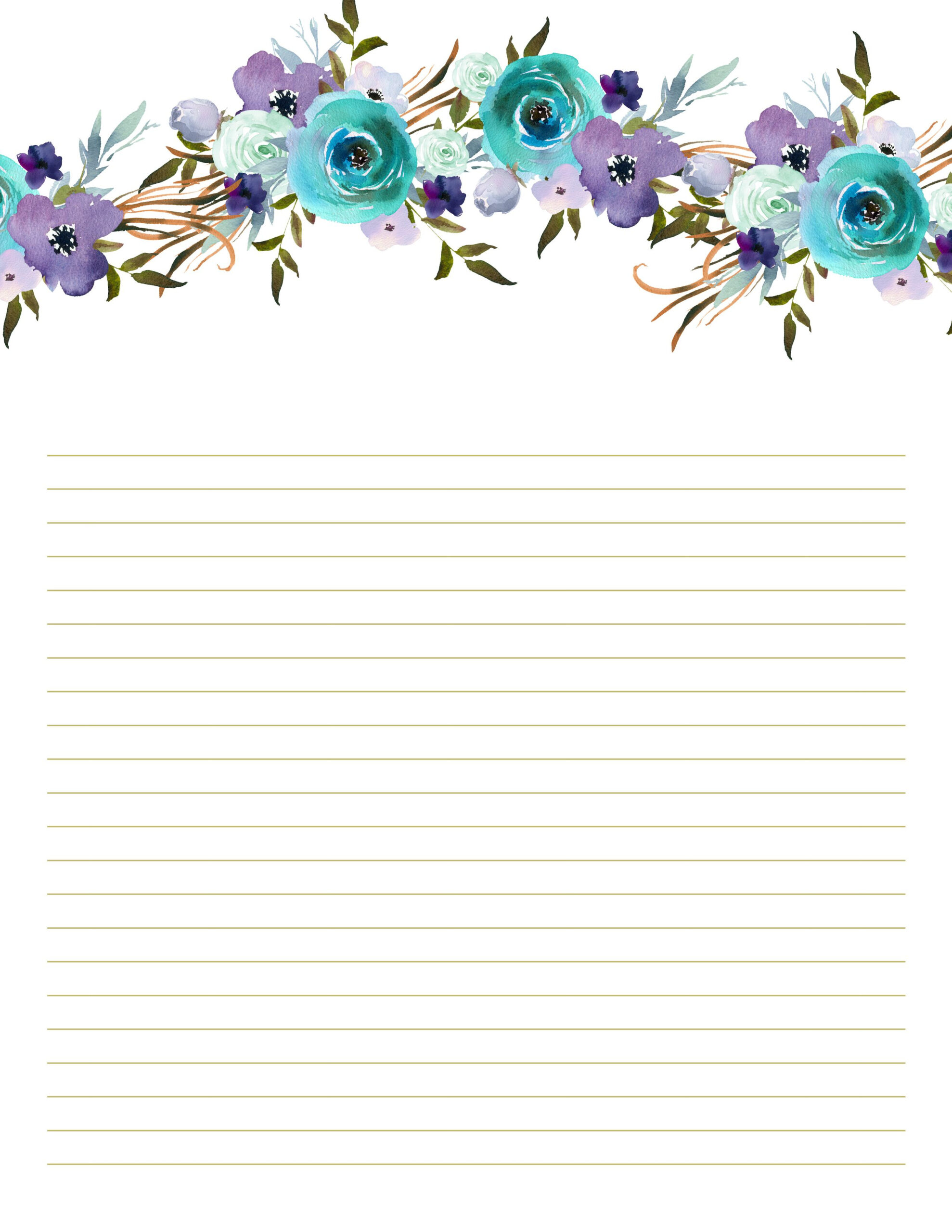 Rustic Floral Printable Letter Writing Paper Set Printable Writing 