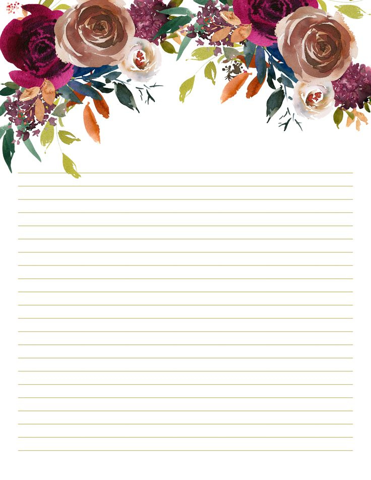 Lined Note Paper With Flowers Clipart