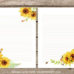 Sunflower Printable Letter Paper Floral Journal Page Flower Instant