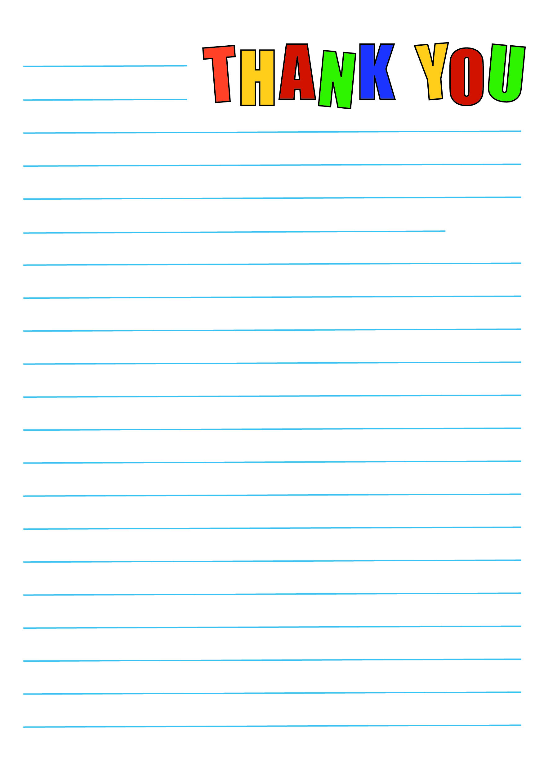 Lined Writing Paper Template Thank You