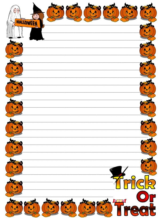 Trick Or Treat Themed Lined Paper And Pageborders Teaching Resources 