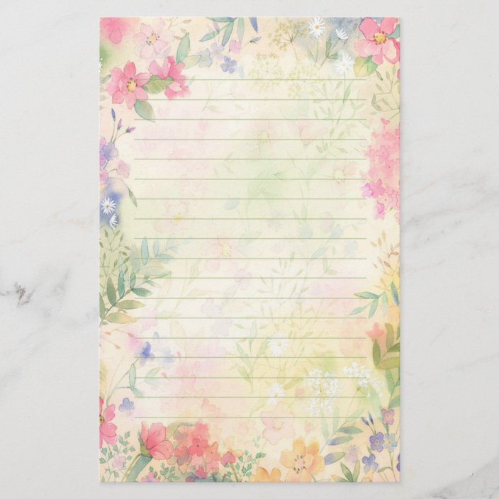 Very Pretty Floral Lined Stationery Paper Zazzle ca