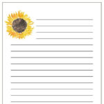Watercolor Yellow Sunflower PDF Printable Stationery Lined Paper