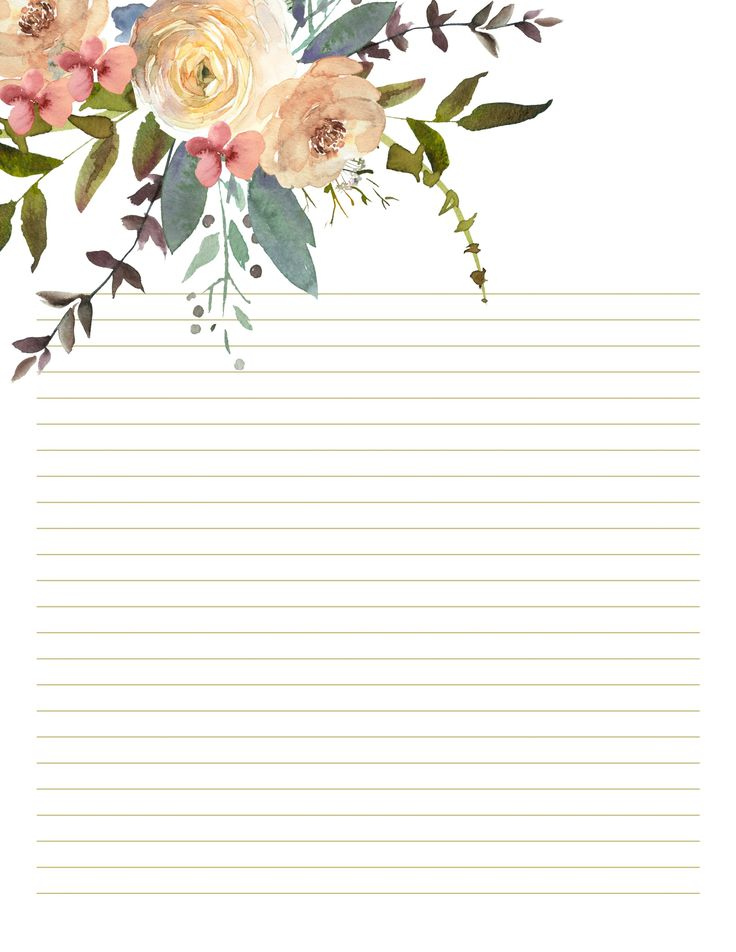 Wedding Floral Stationary Rose And Beige Printable Writing Paper 