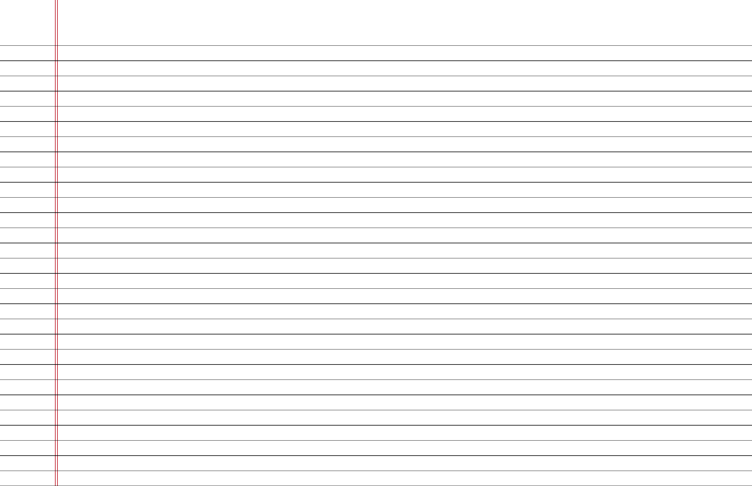 Wide Ruled Lined Paper On Ledger Sized Paper In Landscape Orientation 