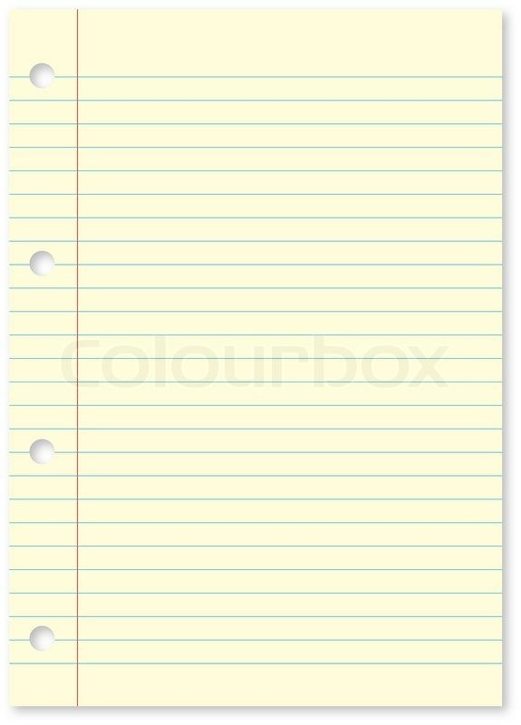 Yellow Lined Writing Paper With Holes Stock Vector Colourbox On 