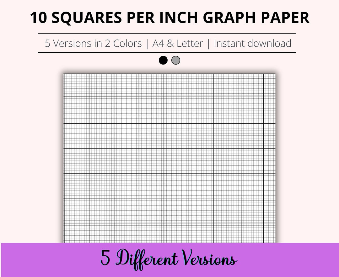10 Squares Per Inch Graph Paper Bundle, Printable Cross Stitch intended for Printable Graph Paper 10 Lines Per Inch