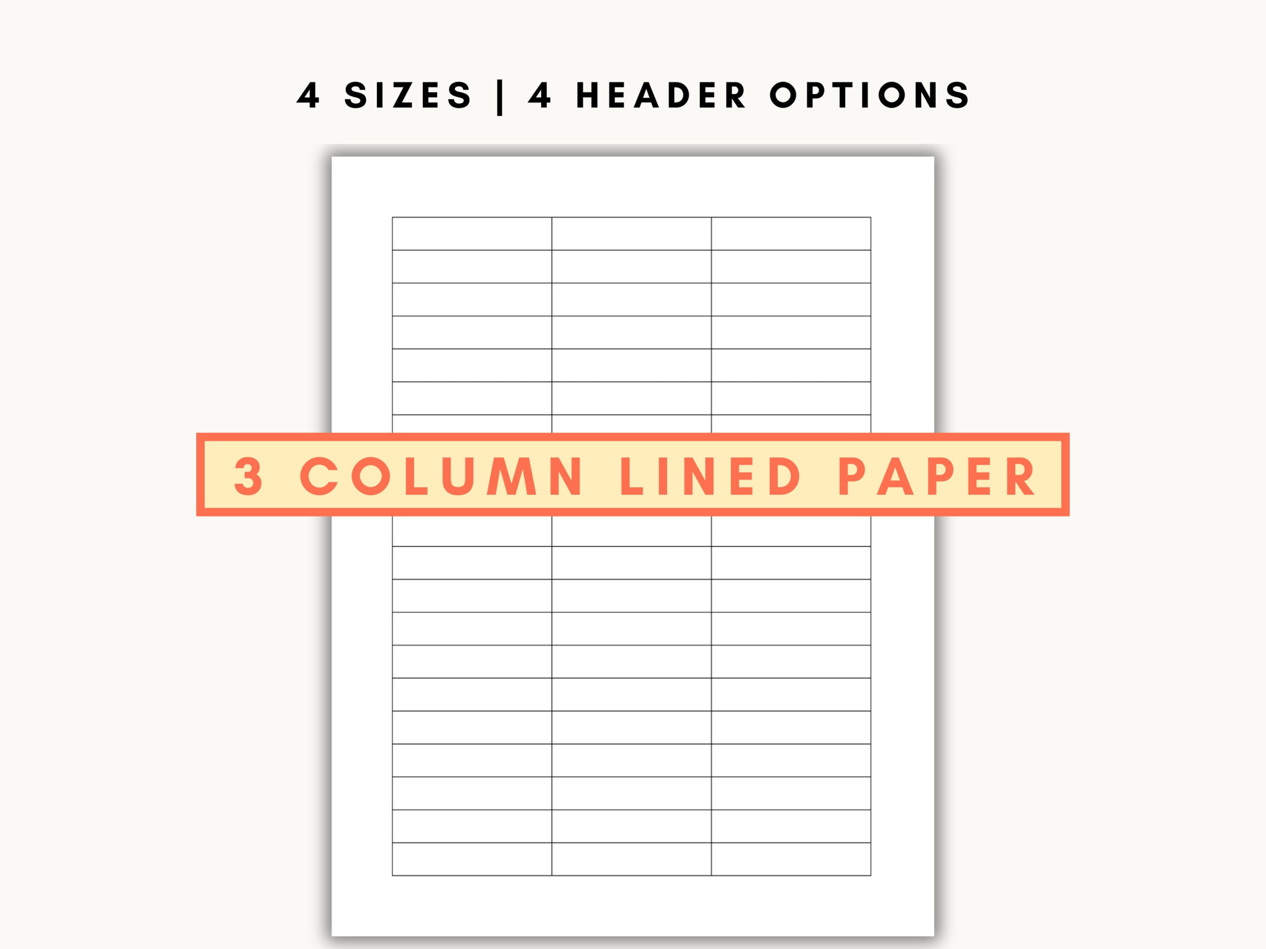 3 Column Notes, Printable Lined Paper, Column Graphic Template within 3-Column Lined Paper Printable