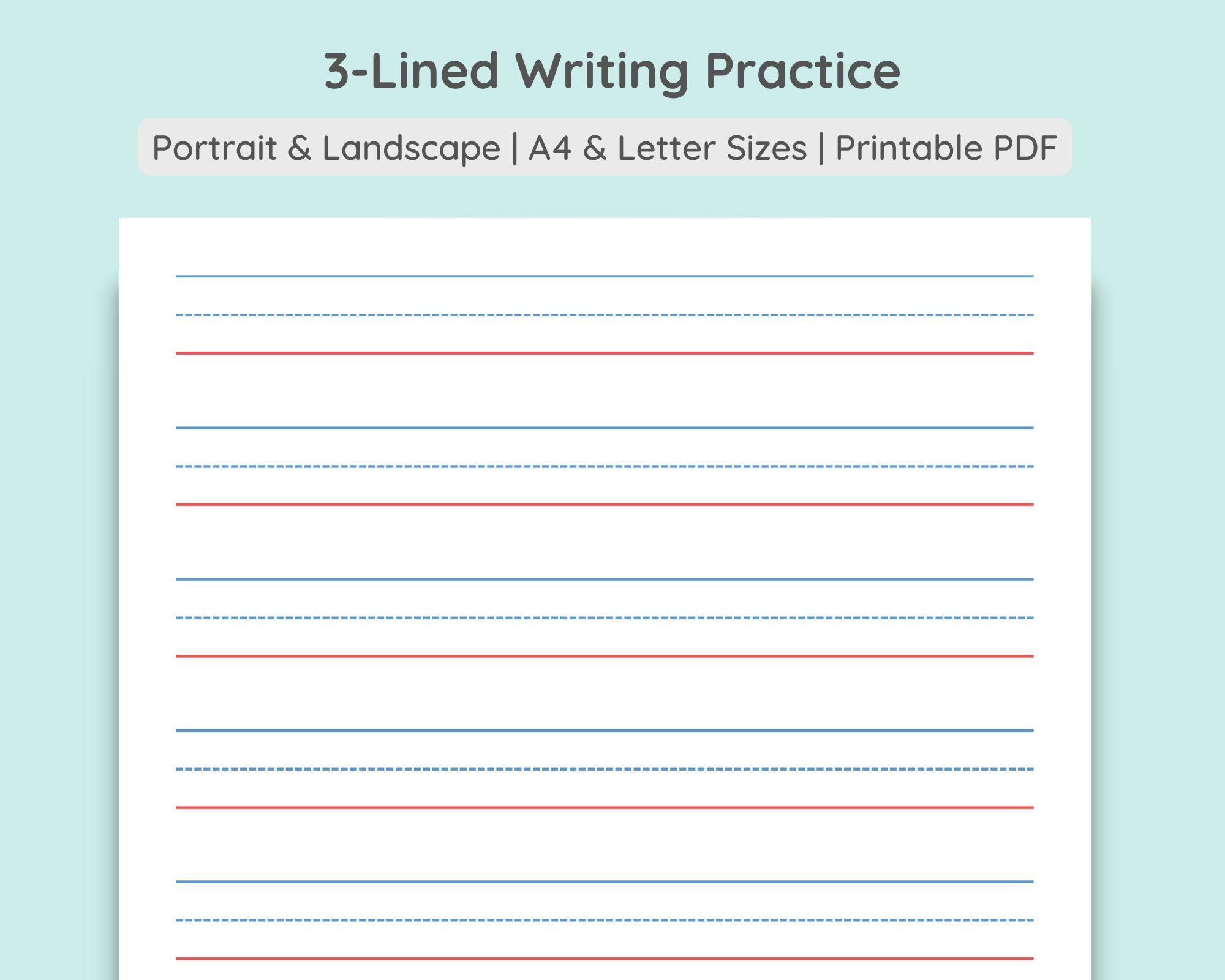 3-Lined Writing Practice Paper | Handwriting Penmanship regarding 3 Lined Paper Printable